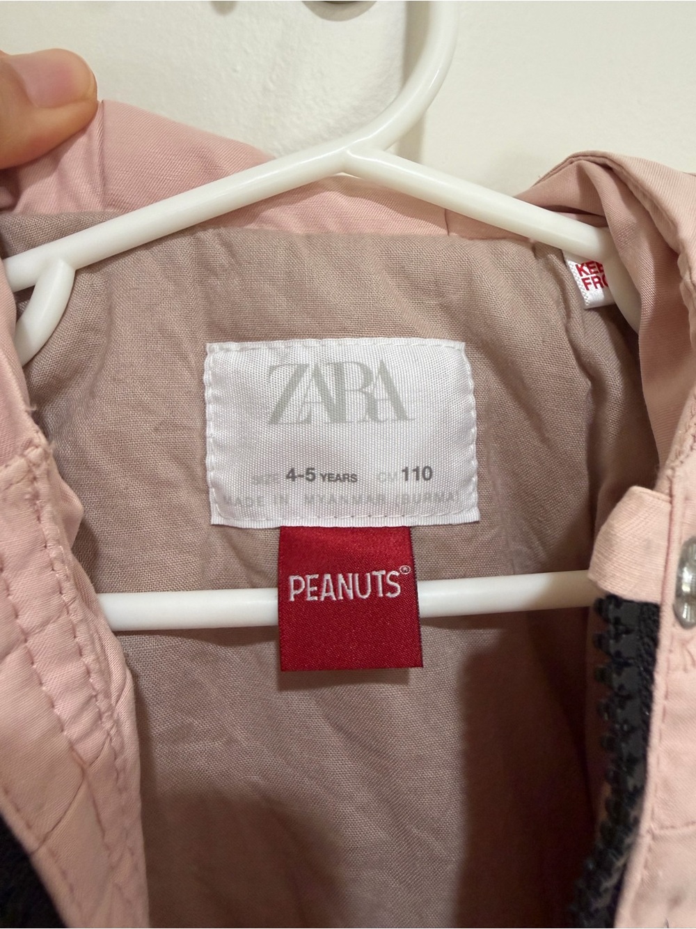 Zara Kids Pink Hooded Jacket with 'Sleep Eat' Snoopy Graphic - Picture 5 of 7